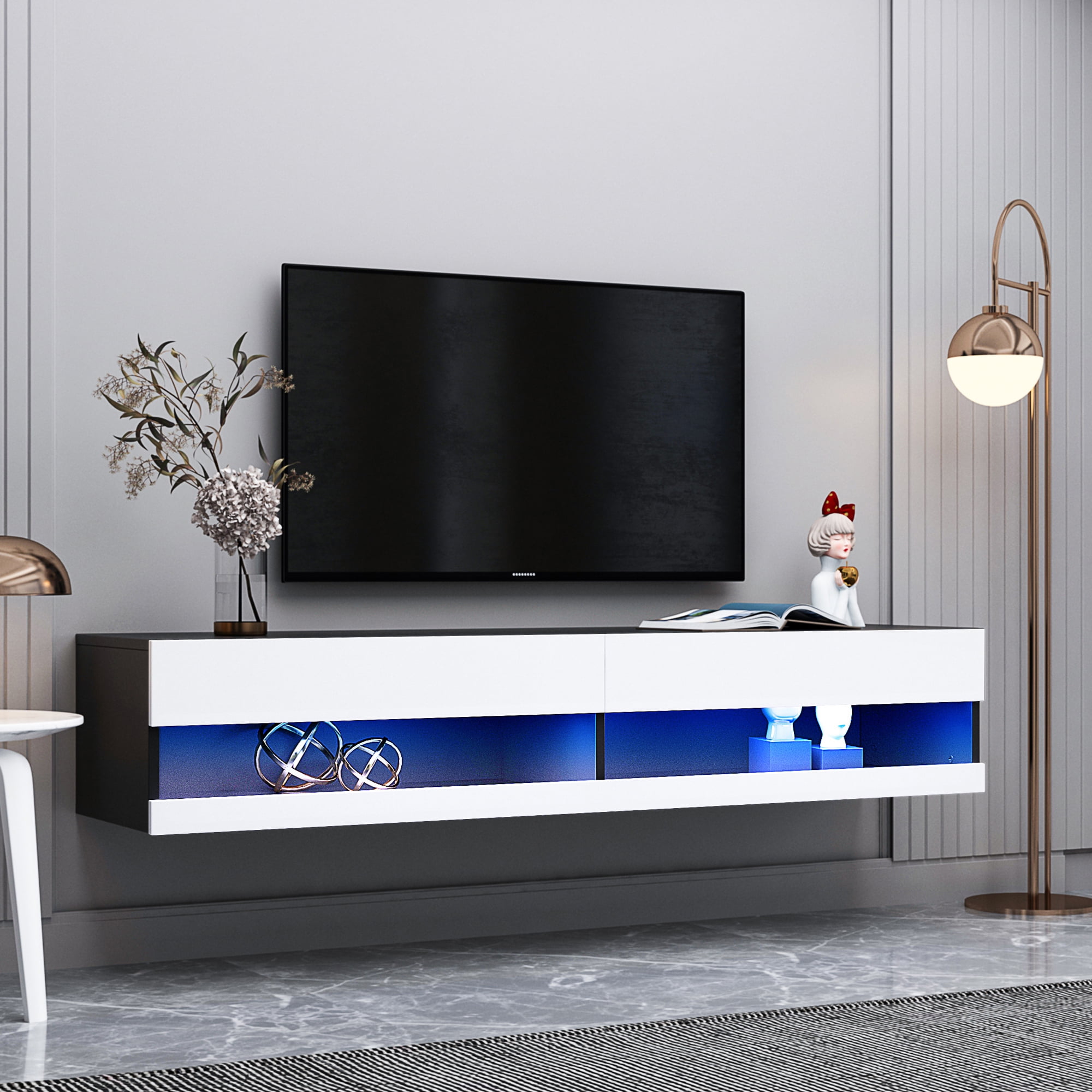 70" LED Floating TV Wall Mounted Modern TV Stand for 80 Inch