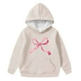 thumbnail image 4 of PWPSG Girls Hoodies Cute Bow Print Sweatshirts Spring Fall Clothes Casual Workout Sweatshirts Oversized Pullover Tops for 3-15 Years Beige 14 Years, 4 of 6