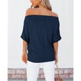 thumbnail image 4 of Camisa REVETRO con hombros descubiertos, cuello ancho, azul marino, talla L, 4 of 4