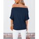 thumbnail image 4 of Camisa REVETRO con hombros descubiertos, cuello ancho, azul marino, talla L, 4 of 4
