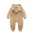 thumbnail image 3 of Infant Newborn Baby Girl Clothes Solid Zipper Fleece Romper Long Sleeve Hooded Toddler Fall Winter Warm Jumpsuits Khaki 3-6 Months, 3 of 3