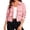 Pink, variant on cocolona Womens Button Down Cropped Jackets Outdoor Sports Lightweight Drawstring Hem Outwear Solid Color Collar Fall Tops with Pocket