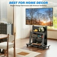 thumbnail image 3 of TAVR Furniture Mobile TV Cart for 40-86 inch with 3 Tiers Wooden Shelves, Height Adjustable Portable Rolling TV Stand up to 200lbs, 3 of 9