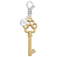 thumbnail image 2 of Delight Jewelry Goldtone Open Paw Key - Silvertone Clip on Charm with Clear Crystal Drop, 2 of 4