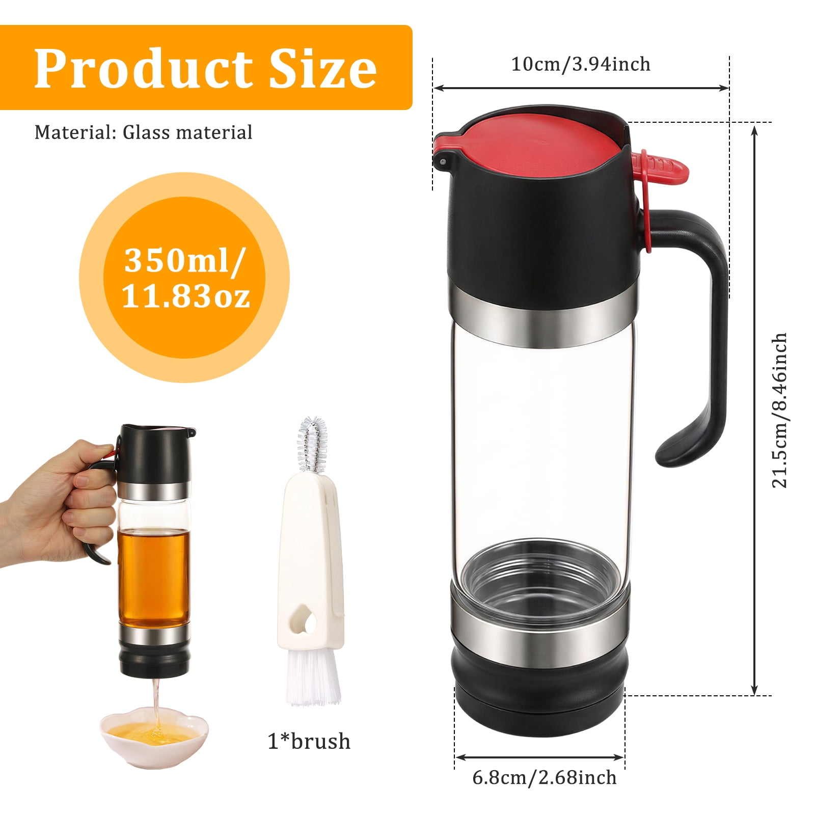 Toorise Glass Honey Dispenser 11.83oz No Drip Honey Jar with Handle Mess Free Glass Maple Syrup Dispenser for Coffee Tea Pancake