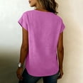 thumbnail image 4 of Linen Tops for Women Asymmetrical Collared V Neck Short Sleeve Tops Breathable Soft Loose Summer Casual Tops for Everyday Wear, 4 of 6
