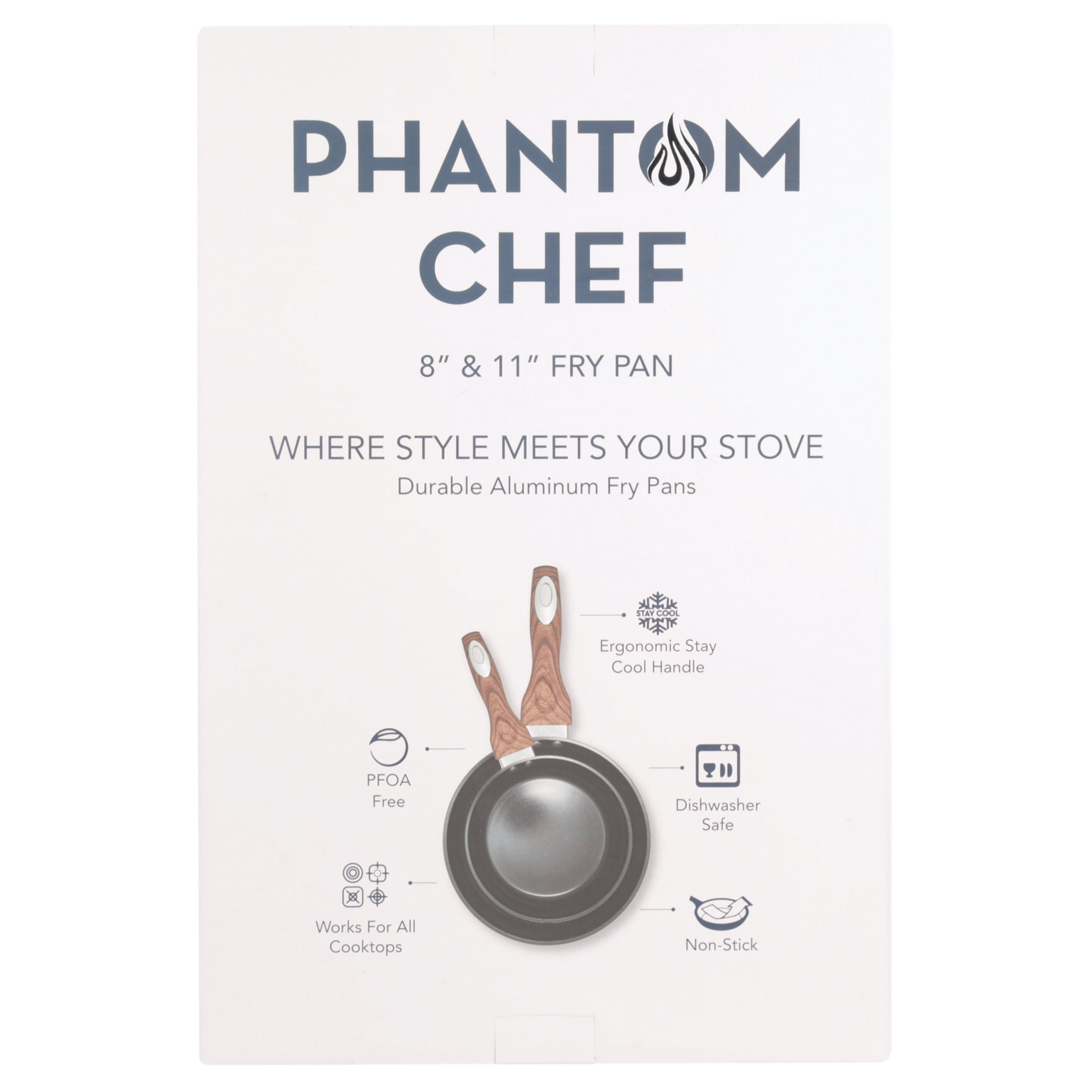 Phantom Chef 8 inch & 11 inch Fry Pan with Wood Handle and Aluminum Body –  Navy - Yahoo Shopping