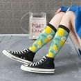 thumbnail image 6 of Picia Women Crew Soft Moisture-wicking Socks Lemons Chamomile Flowers And Leaves Pattern Design Cotton Socks, One Size fit All, 6 of 9
