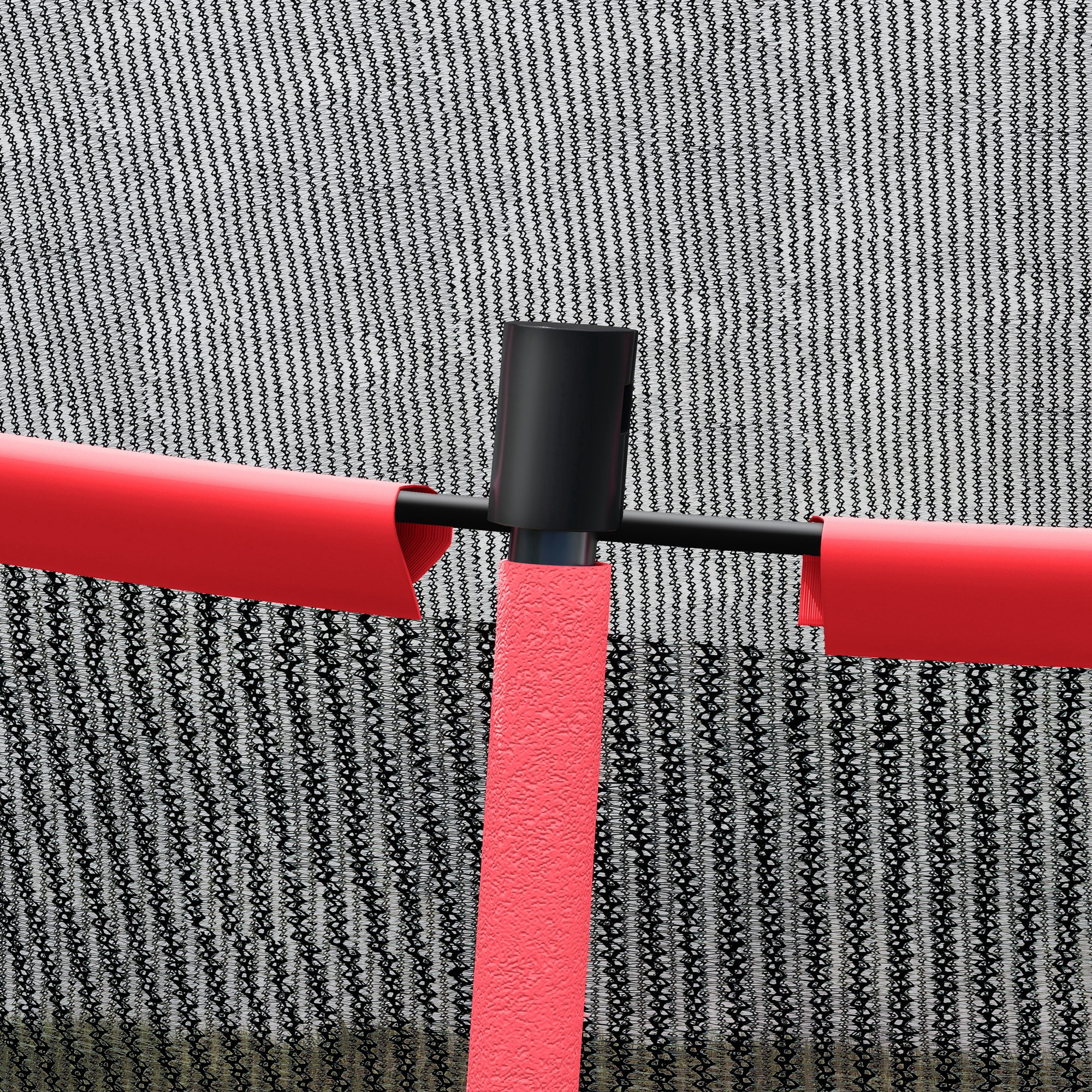 Soozier 10ft Outdoor Trampoline with Net Enclosure, Curved Poles and Safety Spring Cover,  Red