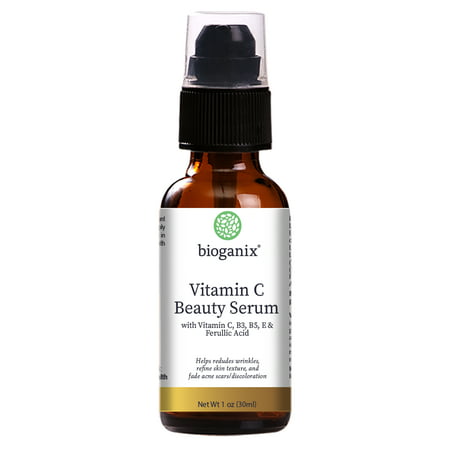 BioGanix, Vitamin C Beauty Serum for Face, Topical Facial Serum Helps Reduces Wrinkles, Renew Skin Texture and Fade Acne Scars & Discoloration,