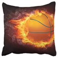 thumbnail image 1 of BOSDECO Housse de Coussin Mode Sport Amour Basketball Feu 16x16 Pouces, 1 of 1