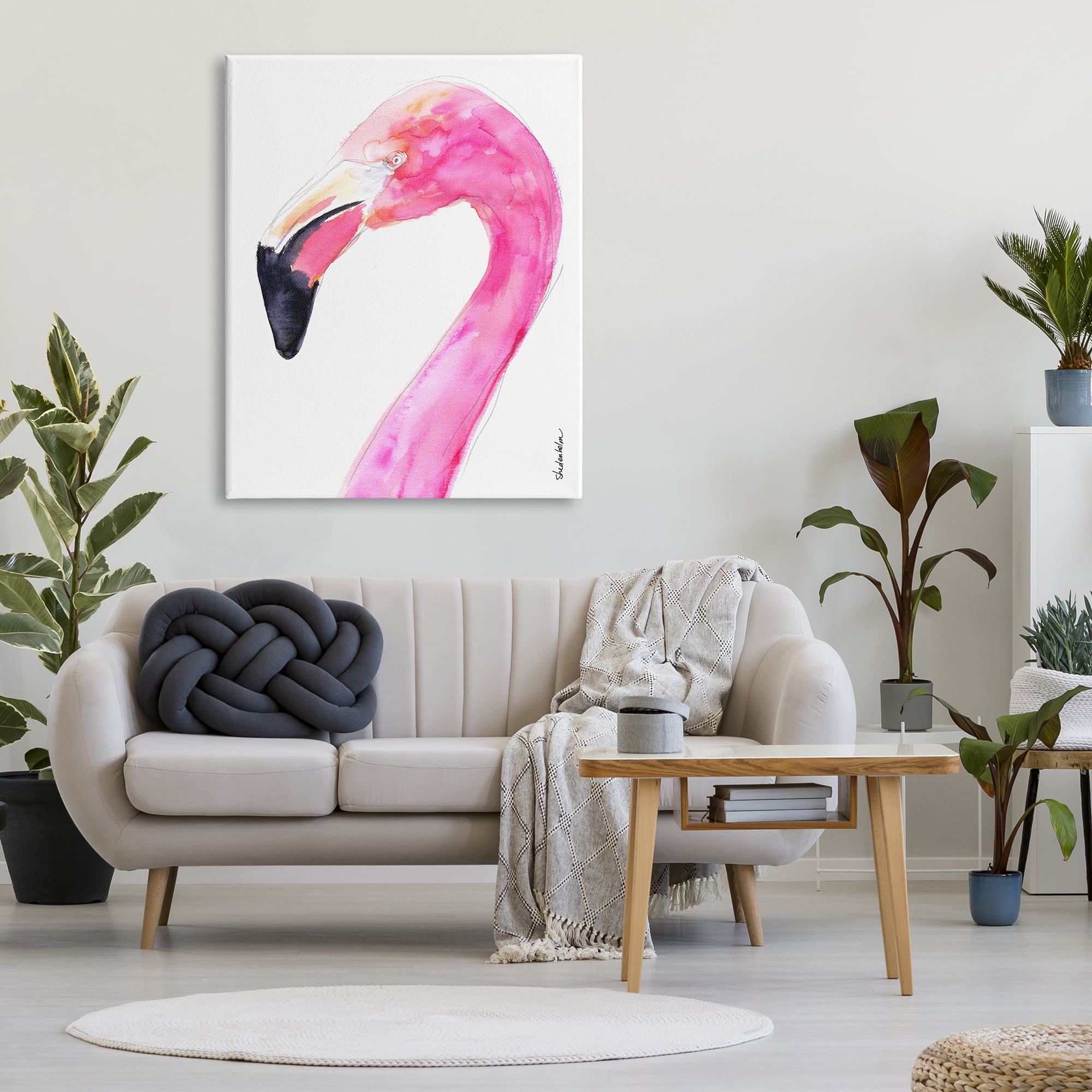 Stupell Industries Simple Flamingo Bird Animals & Insects Painting Gallery Wrapped Canvas Print Wall Art, 36 x 48