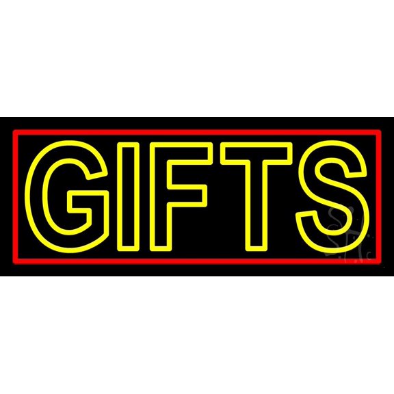 Yellow Gifts LED Neon Sign 10" Tall x 24" Wide - inches, Black Square Cut Acrylic Backing, with Dimmer - Premium built indoor Sign for Storefront, Store interior.