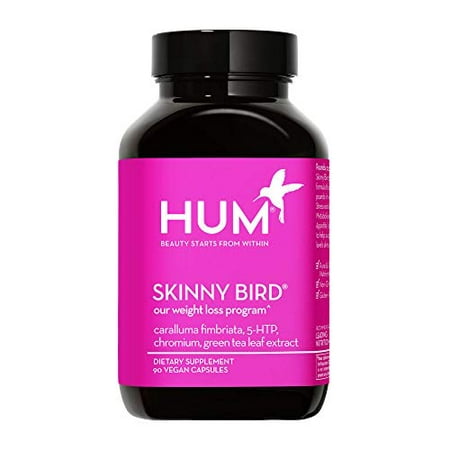 HUM Skinny Bird - Green Tea Extract, Caralluma Fimbriata, Chromium & 5-HTP for Weight Management Support - Boost Metabolism, Help Minimize Stress Response & Curb Appetite (90 Vegan Capsules)