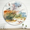 thumbnail image 1 of Designart - Autumn Landscape With Flying Over The Water - Traditional Metal Circle Wall Art, 1 of 5
