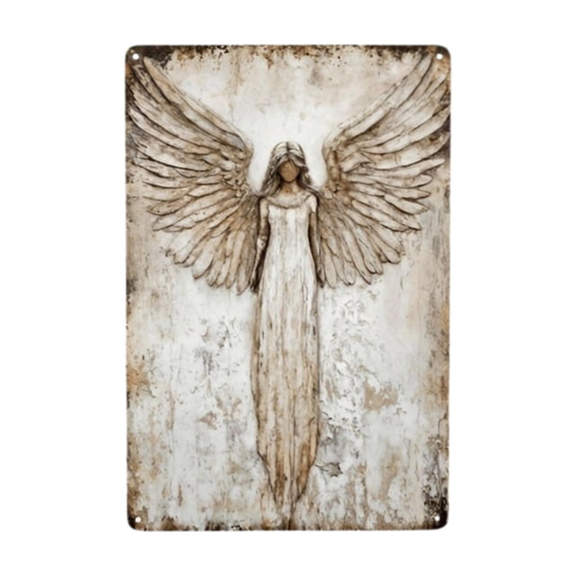 Decoración pared con forma ángel, placa colgante elegante y rústica, decoración multiusos para el hogar, letrero ángel para oficina y 20cm x 30cm