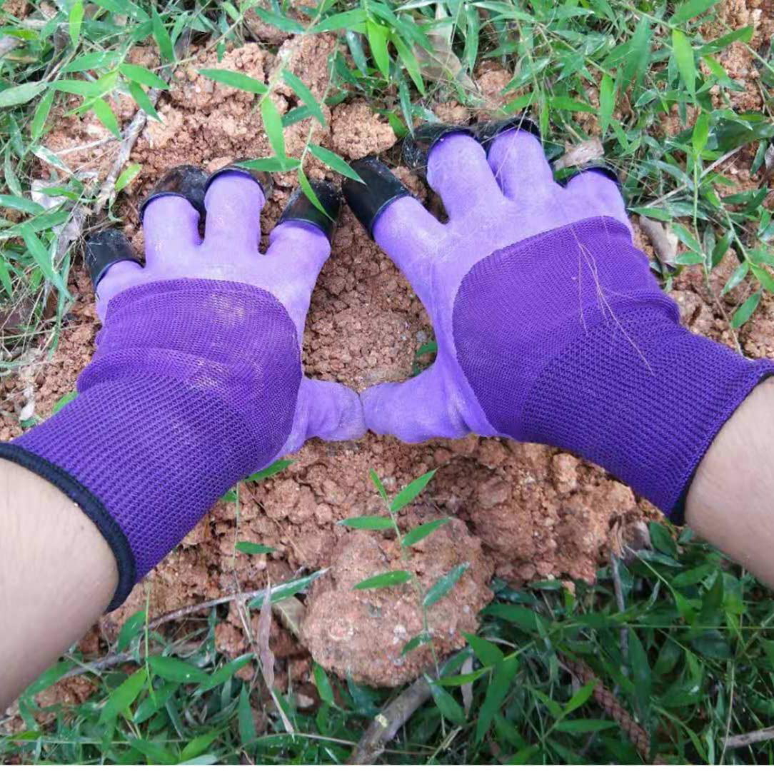 Purple-2Pairs Best Gardening Gifts for Women and Men. Waterproof Garden Gloves with Claw For Digging Planting Garden Genie Gloves 