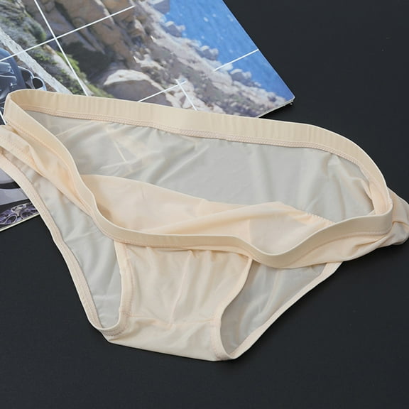 zeranth Men Briefs Low-rise Slim Fit High Elasticity Underwear Solid Color Ice Silk Transparent Panties Summer Ultra-thin Underwear