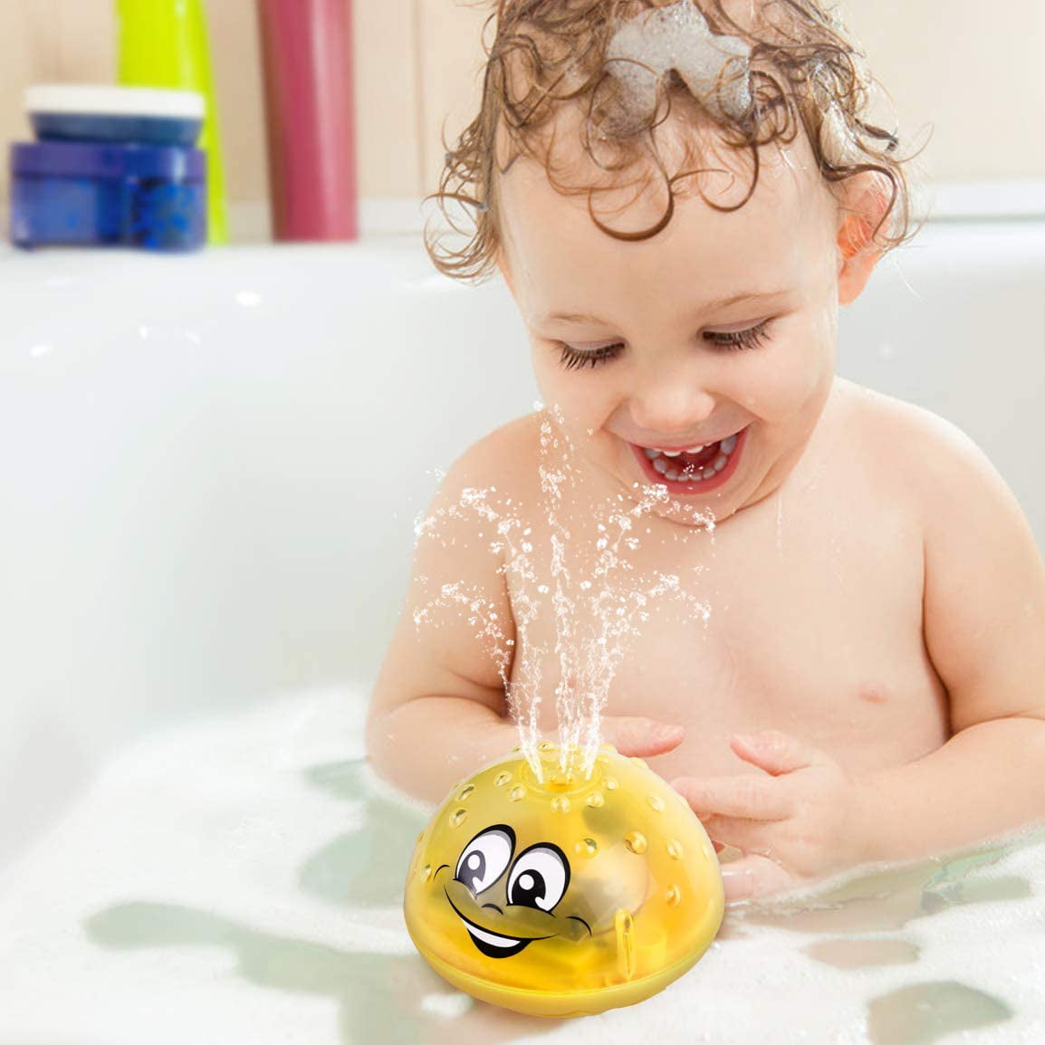 Yinuoday Bath Toys Baby Bath Toys with Music Lamp Automatic Induction Water Spray Bathtub Toy for Toddlers Kids Boys and Girls Water Space Toys Fun 