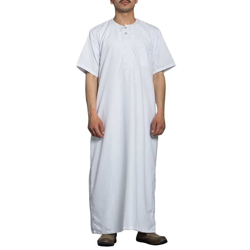 INCERUN Mens 100%Cotton Long Kaftan Muslim Party Robe Baggy Kaftan Top T Shirt 