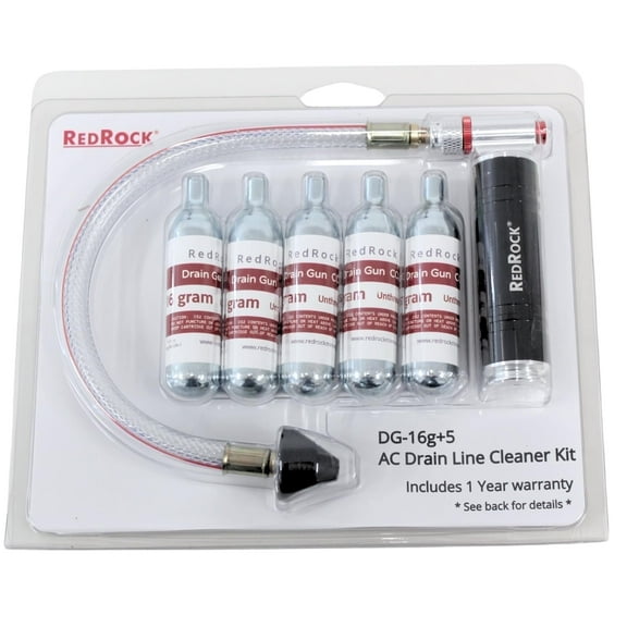 RedRock HVAC Drain Clearer Kit – Reusable CO₂ Line Blaster | Contains 5x 16g Cartridges and Drain Clearer Tool | Clears Clogged Condensate Lines Fast | DIY Air Conditioner Tool