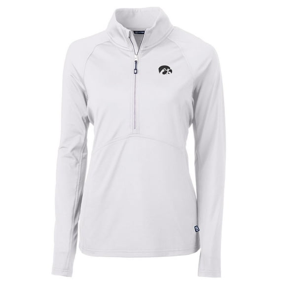 Women's Cutter & Buck White Iowa Hawkeyes Adapt Eco Knit Half-Zip Pullover Jacket