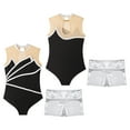 thumbnail image 6 of Doomiva Kids Girls Gymnastics Leotards Biketard Sleeveless Tank Top Booty Shorts 2 Piece Ballet Dance Silver 14, 6 of 7
