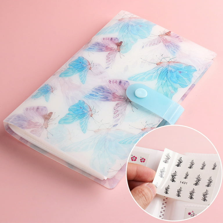 Anvazise Nail Decal Display Book Exquisite Pattern Multiple-compartment  Plastic Empty Storage Holder Nail Sticker Collecting Book Birthday Gift 