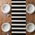 thumbnail image 6 of Black Beige Striped Table Runner - 36 Inch Long, Kitchen Dining Table Runner Dresser Scarves, Vintage Geometric Line Simple Farmhouse Decor for Coffee Tables Wedding Party Banquet, 6 of 8