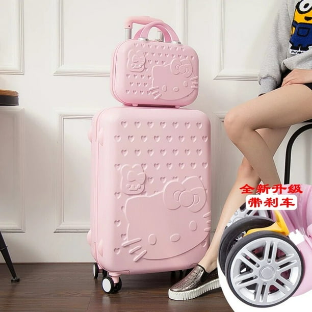 Sanrio-Equipaje de Hello Kitty para mujer, Maleta de viaje de Anime Kawaii de 20 pulgadas y 24 pulgadas, con ruedas universales, regalos bonitos