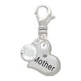 thumbnail image 2 of Delight Jewelry Silvertone Small ''Mother'' Heart with Clear Crystal - Silvertone Clip on Charm with Clear Crystal Drop, 2 of 4