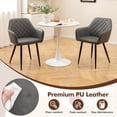 thumbnail image 5 of Giantex Dining Chair Set of 2, Upholstered PU Leather Armchair w/Curved Backrest, Wide Seat, Modern Accent Chairs, Gray, 5 of 6