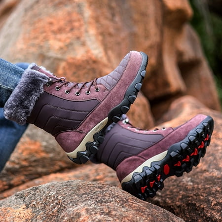 

Men s Fleece Warm Hiking Boots Plus Size Waterproof Non-slip Snow Walking Shoes For Winter Outdoor Sports
