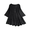 thumbnail image 5 of Uhndy Women's Plus Size Fall clothes 3/4 Sleeve V Neck Top Casual Tunic Top Loose Plus Size Robe Gypsy Shirt Top Thin Pullover White S, 5 of 6