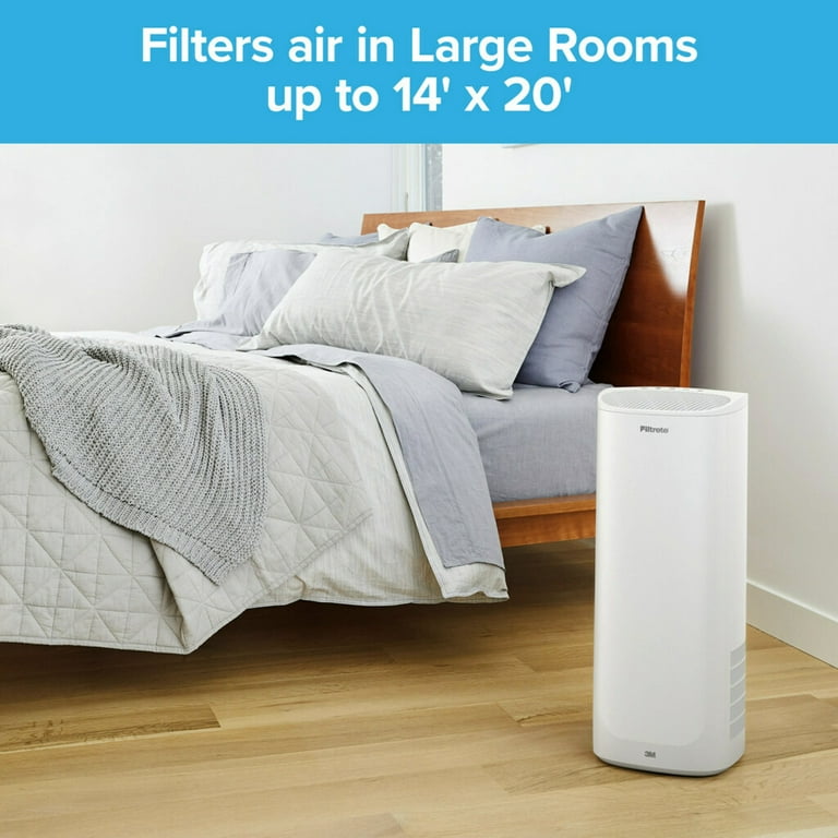 Filtrete by 3M Room Air Purifier Large Room Tower 290 Sq ft Coverage White True HEPA Filter Included