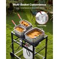 thumbnail image 3 of VEVOR Outdoor Propane Deep Fryer, Dual-Tank 18QTx2 Commercial Fryer, Multi-Purpose Portable Frying Cart with Wheel,3 Basket,2 Thermometer,Stainless Steel Cooker for Fish Fry Wings Fries,40,000 BTU, 3 of 9