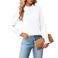 thumbnail image 2 of Camiseta Holgada Informal de Larga con Cuello Redondo para Mujer, Color Liso, con Encaje y Mangas Farol, para Otoño e Invierno L, 2 of 10