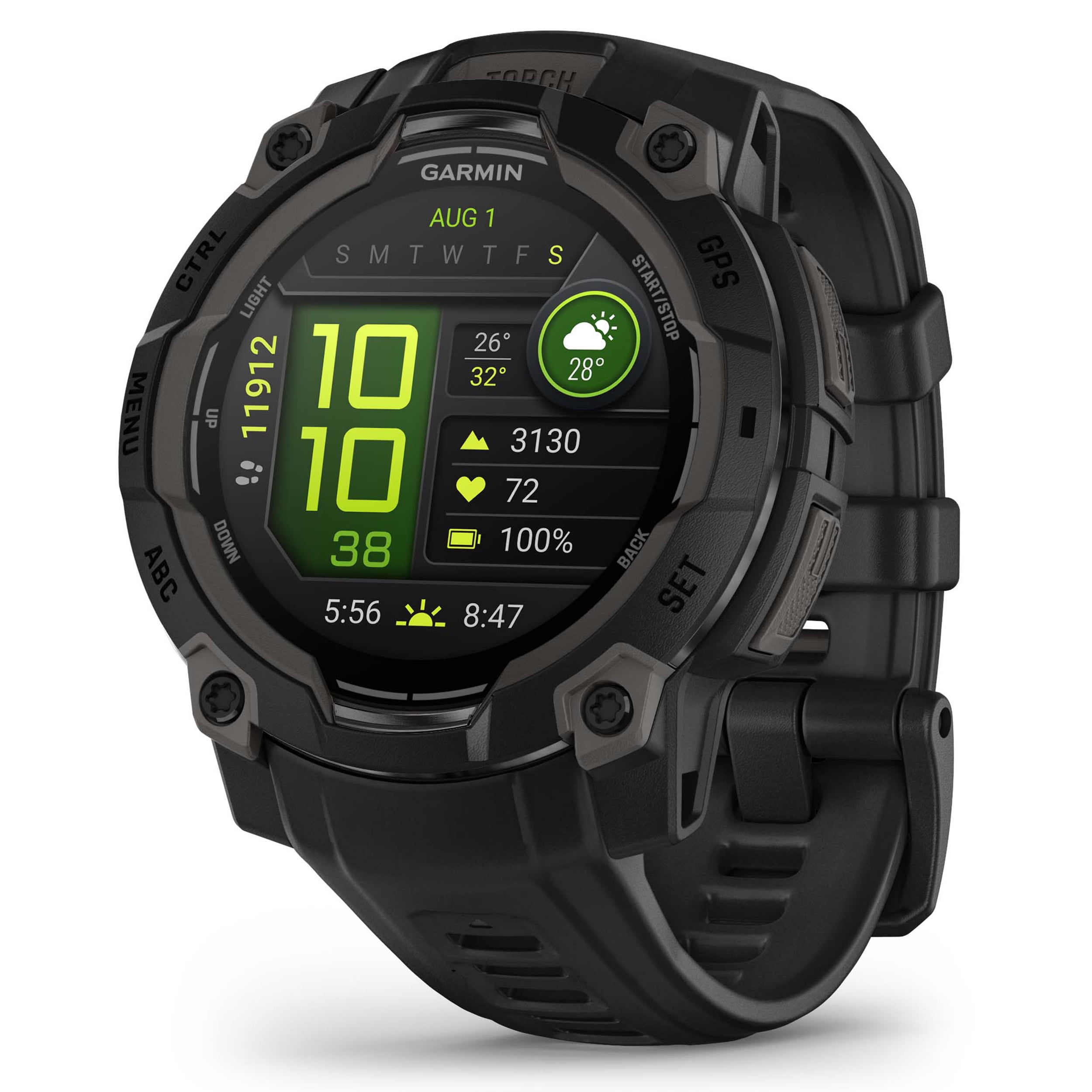 Garmin Instinct 3 45mm (Black) AMOLED Rugged Outdoor GPS Smartwatch Gift Box Bundle with PlayBetter HD Screen Protectors, Wall Adapter & Case
