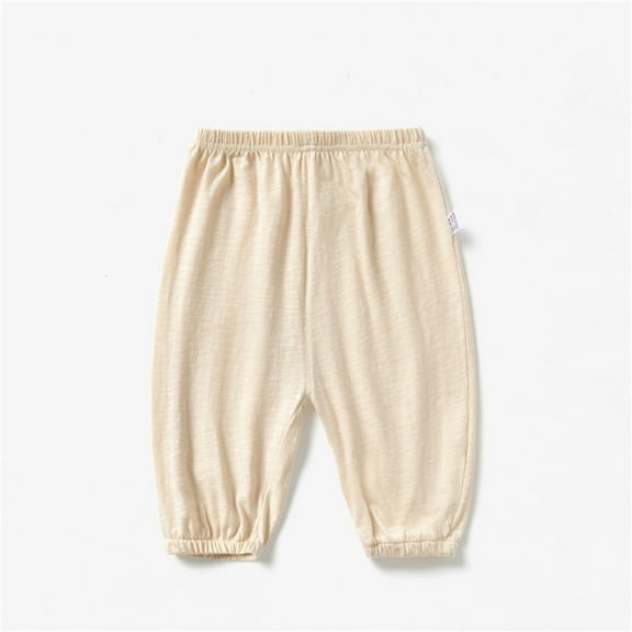 GBSYEWXS Toddler Teen Boys Trousers Solid Color Elastic Waist Wide Leg Full-Length Cool 2025 Pants Beige Size 2 Years-3 Years