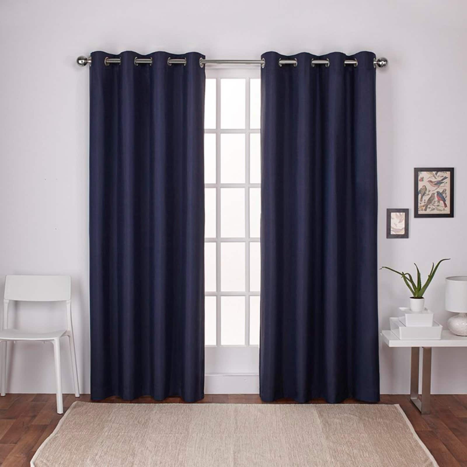 Exclusive Home London Textured Linen Room Darkening Blackout Grommet Top Curtain Panel Pair, 54"x96", Winter White