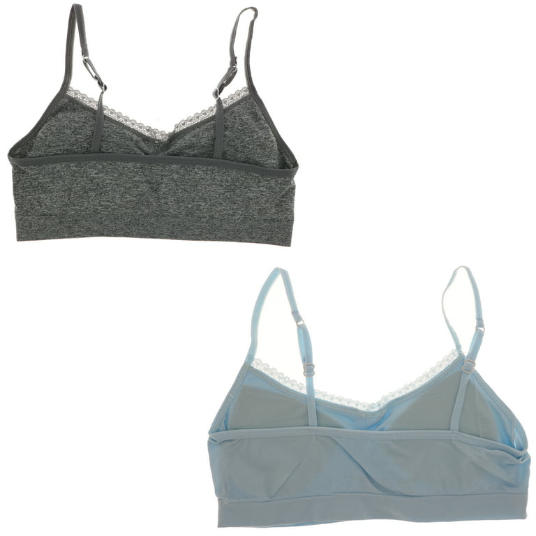 XOXO Girl's Lightly Lined Training Bra 2 Pack - Pale Blue & Grey - Small 30
