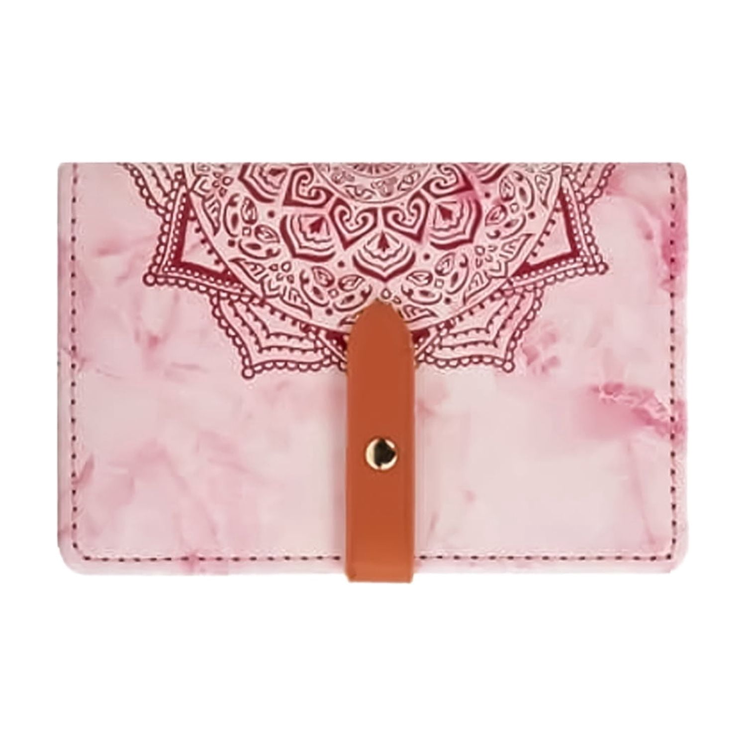 Universal Self-Adhesive Leather Card Wallet with Datura Flower Motif - Pink