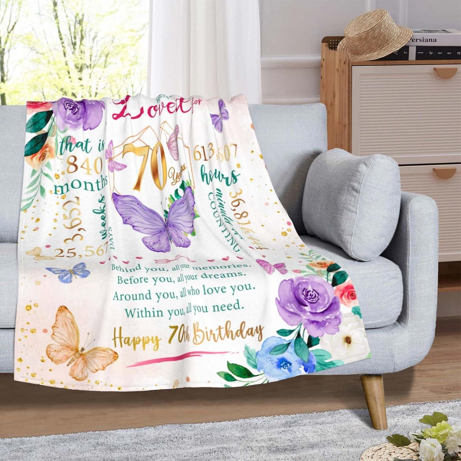 70th Birthday Gifts for Women, 70th Women Birthday Ideas, Best 1954 Birthday Gifts for 70 Year Old Women Mom, Happy 70th Women Birthday, 70th Women Birthday Decorations Throw Blanket