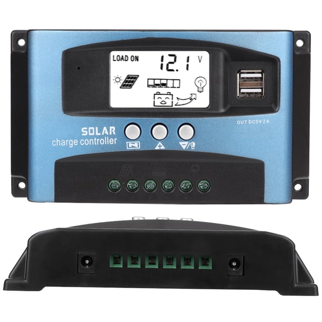Controlador de carga solar de panel solar inteligente de 12 V/24 V Puerto USB protección de sobrecarga de pantalla LCD Parámetro ajustable de muestreo automático de 16 AD ANGGREK Otros