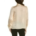 thumbnail image 2 of Anne Klein Womens Satin Tie Neck Ruffled Blouse, Beige, Large, 2 of 3