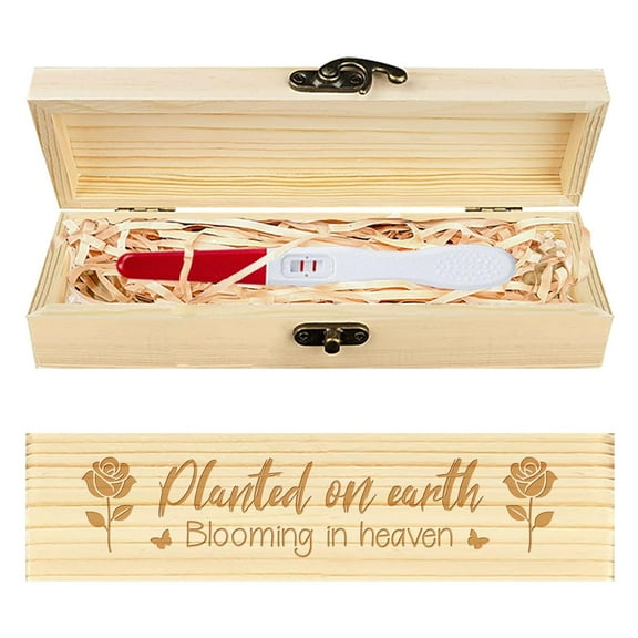 Lost Baby Sympathy Gift Keepsake Box Rose Butterfly Flowers Wooden Loss of Baby Sympathy Gifts Box with Raffia Ribbon and Lock Announcement Gifts for Mom Dad 8x2x1.2 inch Blanched Almond