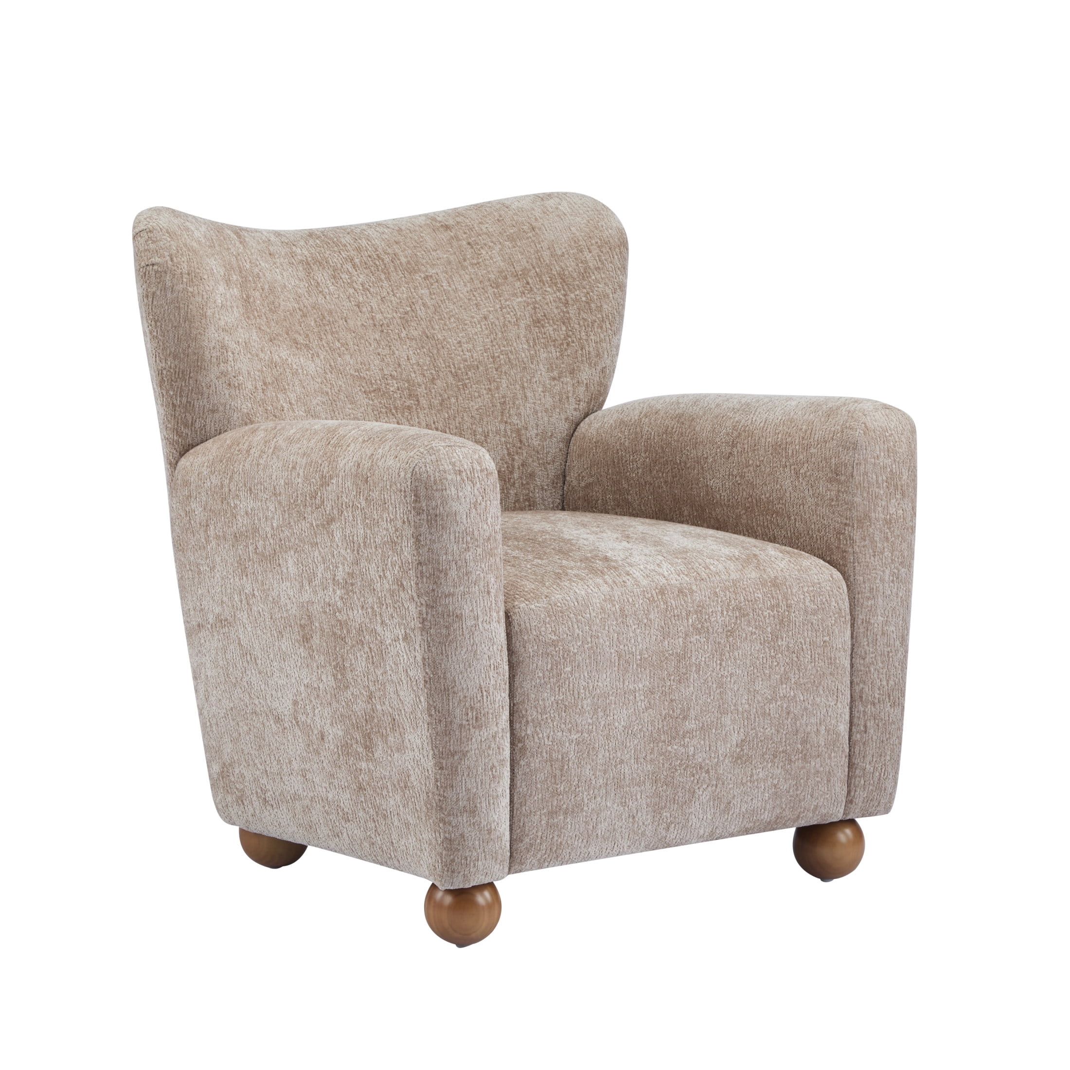 Christopher Knight Home Wingback Chair, Chenille Upholstered Accent Chair with Solid Wood Legs, Light Cinnamon