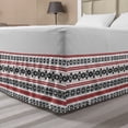 thumbnail image 1 of Nordic Bed Skirt, Scandinavian Style Norwegian Ornamental Winter Motif Silhouettes Traditional, Elastic Bedskirt Dust Ruffle Wrap Around for Bedding Decor, 4 Sizes, Ruby Black White, by Ambesonne, 1 of 2