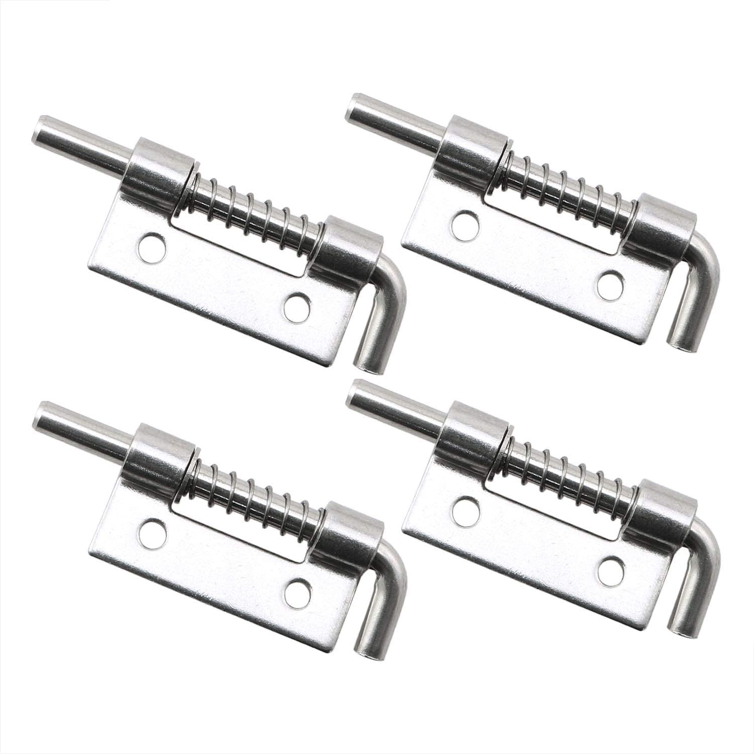 4pcs 304 Stainless Steel Flat Pin Hinge Spring Latch Movable Spring