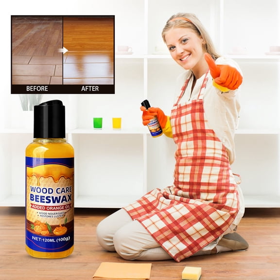 Natural Beeswax & Orange Oil Wood Conditioner 120Ml, Multi-Purpose Beeswax Furniture Polish For Tables Chairs Cabinets, Protects Es And Maintains Luminous Wood Surfaces